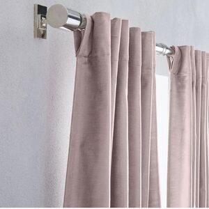 West Elm Luster Velvet Dusty Blush blackout curtain panel 48”x84”